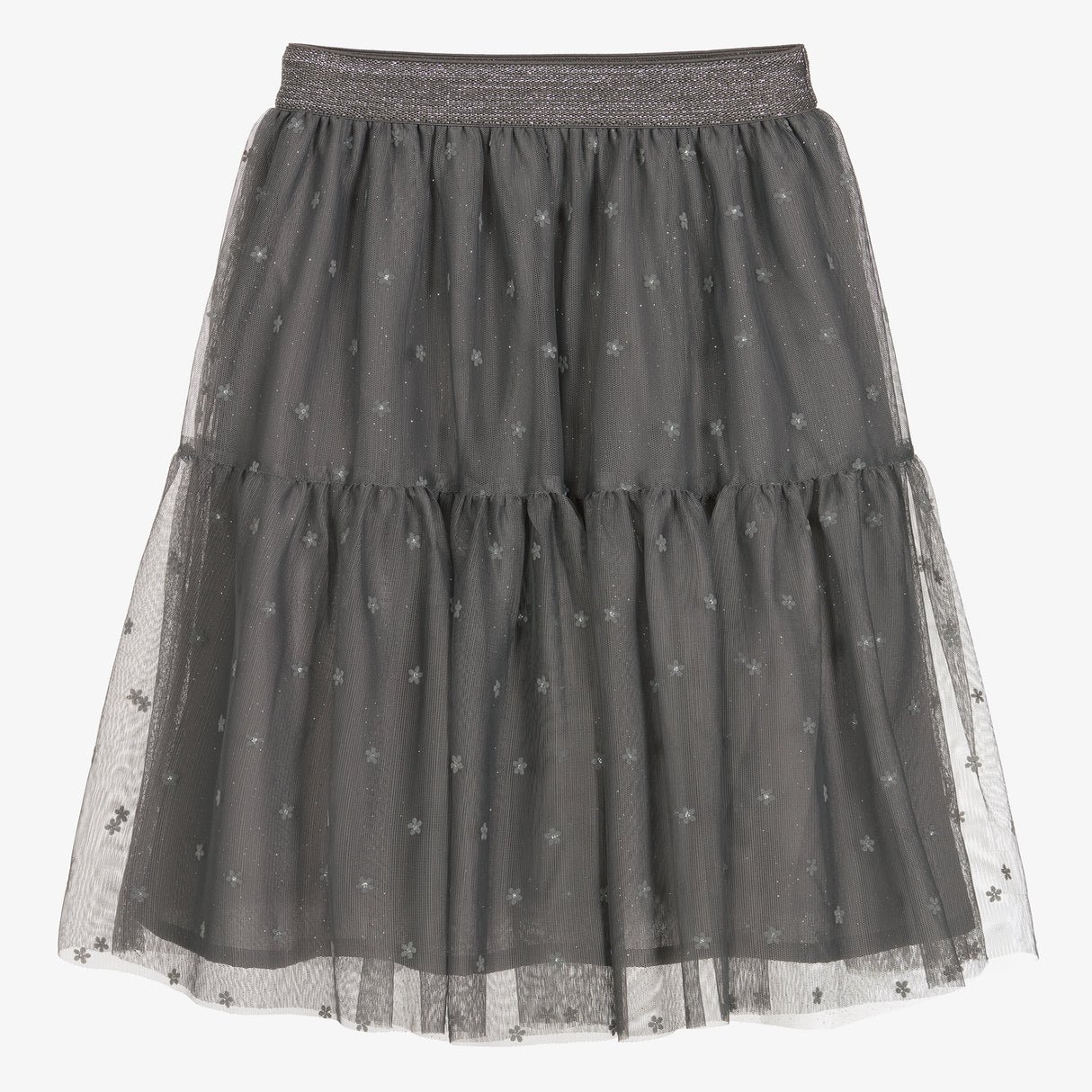 Girls Grey Flower Tulle Skirt | Mayoral - Jenni Kidz