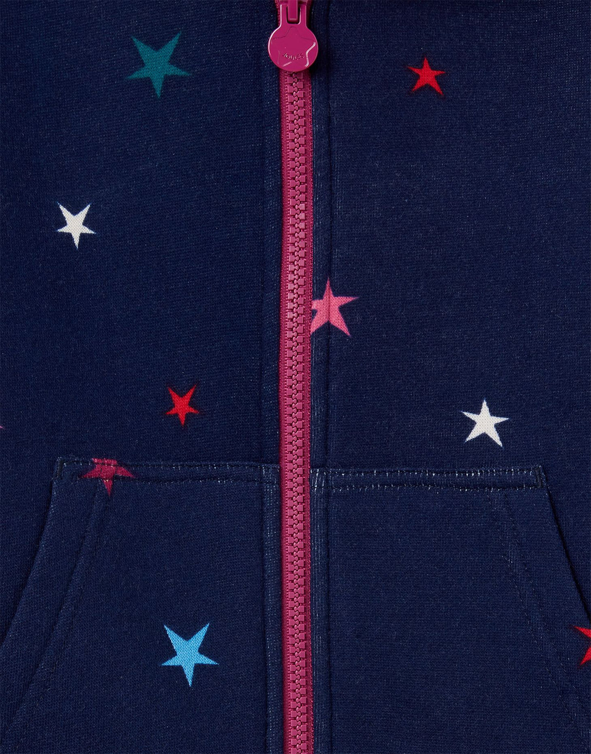 Navy & Pink Star Braelyn Zip-Up Hoodie | Joules - Jenni Kidz