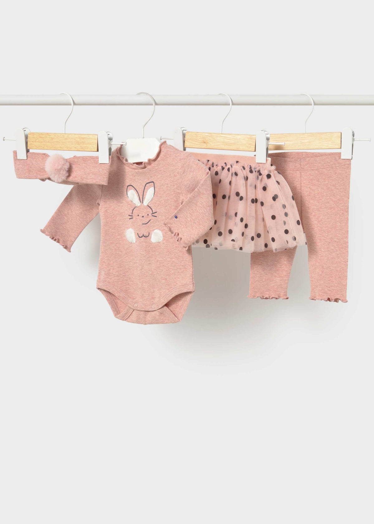 Mayoral newborn girl 3-piece set in Nude Vigore, sizes 2-18M – product view 1