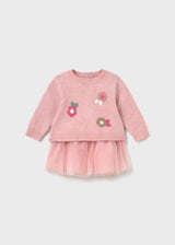 Mayoral newborn girl knit flower dress in Rosa Baby Vigore, sizes 2-18M – product view 1