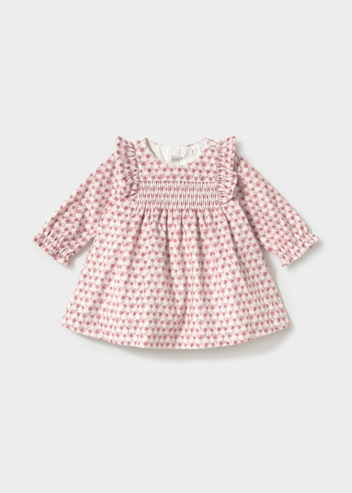 Mayoral newborn girl printed velvet dress in Cipria, sizes 2-18M – product view 1
