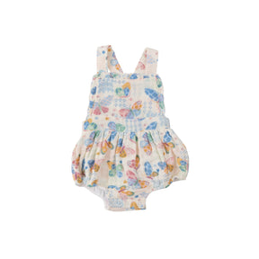 Angel Dear Butterfly Patch ruffle bubble in organic cotton muslin, front view