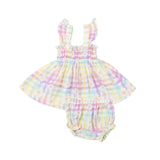 Ruffle Strap Smocked Top & Diaper Cover - Gingham Daisy | Angel Dear - Jenni Kidz