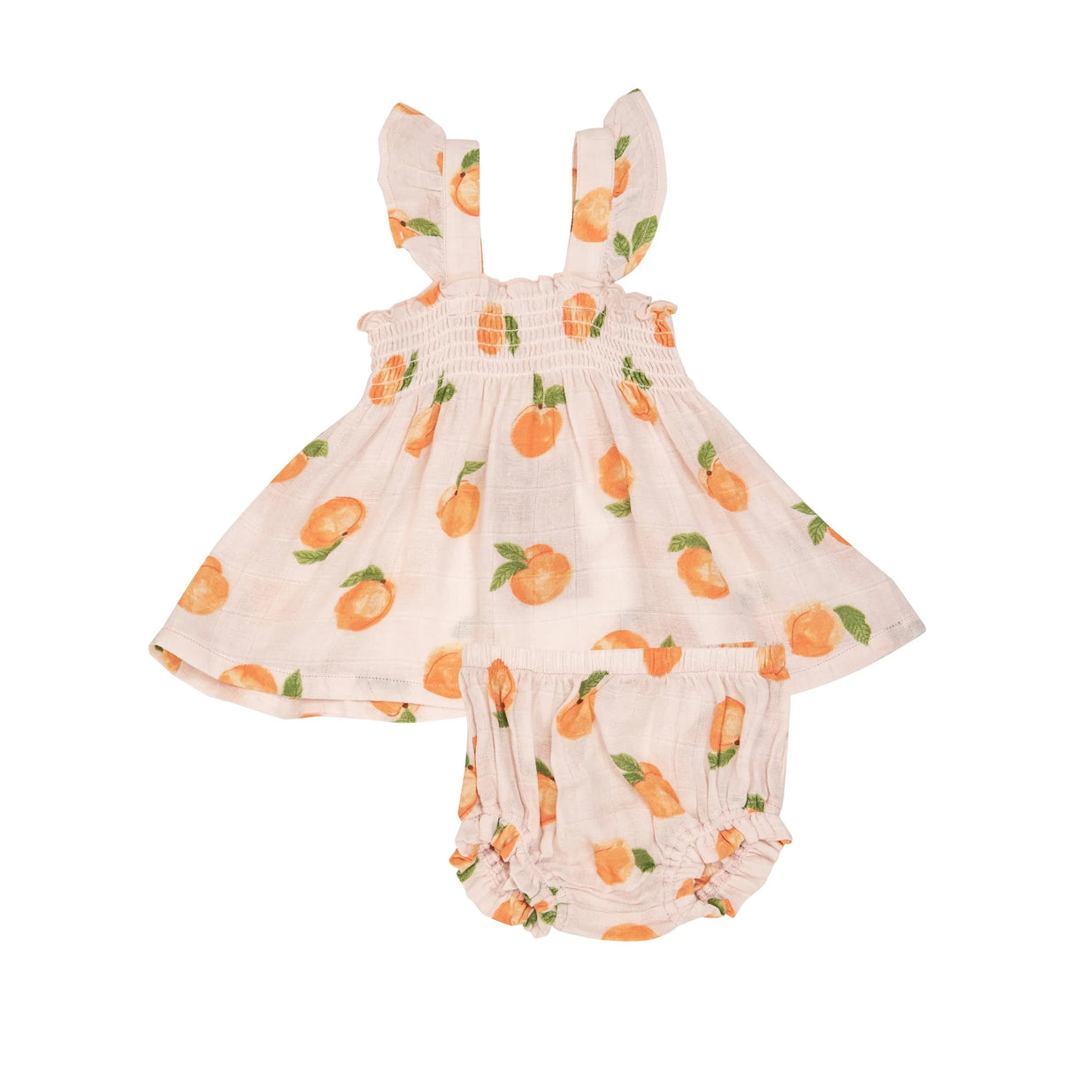 Ruffle Strap Smocked Top & Diaper Cover - Peaches | Angel Dear - Jenni Kidz