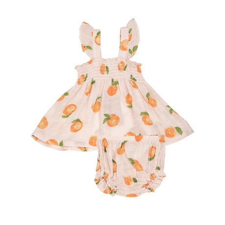 Ruffle Strap Smocked Top & Diaper Cover - Peaches | Angel Dear - Jenni Kidz