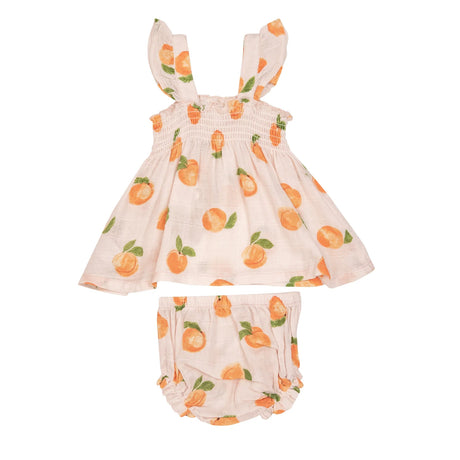 Ruffle Strap Smocked Top & Diaper Cover - Peaches | Angel Dear - Jenni Kidz