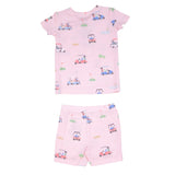 Short Loungewear Set - Golf Carts Pink | Angel Dear - Jenni Kidz