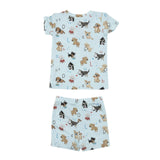 Short Loungewear Set - Puppy Alphabet Blue | Angel Dear - Jenni Kidz