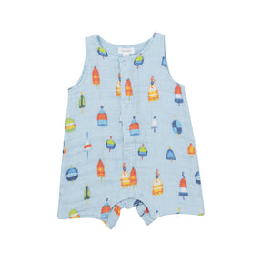Angel Dear Buoys nautical organic cotton muslin shortie romper for baby boys