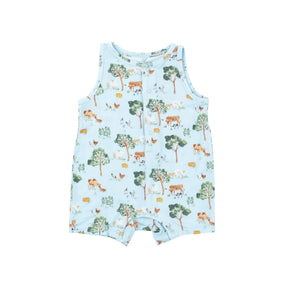 Angel Dear Farm Friends bamboo shortie romper for baby boys