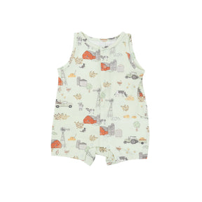 Angel Dear Hay Farmer bamboo shortie romper for baby boys