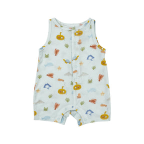 Angel Dear Inky Ocean organic cotton shortie romper for baby boys