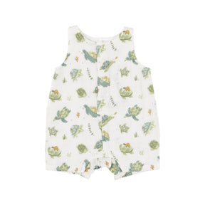 Angel Dear Sea Turtles organic cotton muslin shortie romper for baby boys