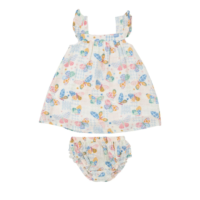 Sundress And Diaper Cover - Butterfly Patch | Angel Dear - Jenni Kidz