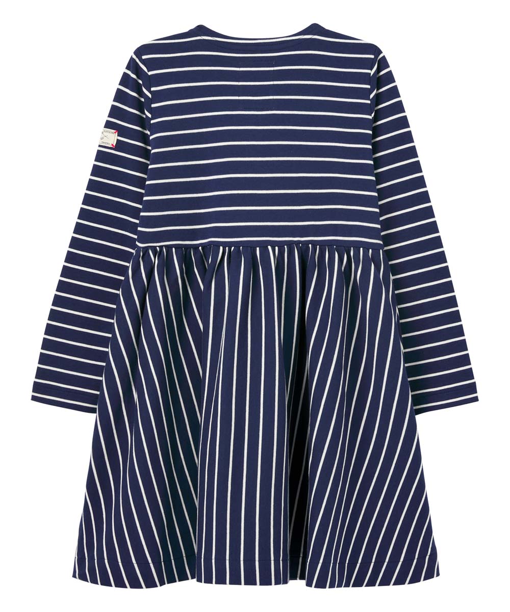 Girls Blue Stripe Nancy Breton Pocket A-Line Dress | Joules - Jenni Kidz