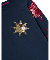 Navy & Goldtone Sequin Star Miranda Sweater - Girls | Joules - Jenni Kidz