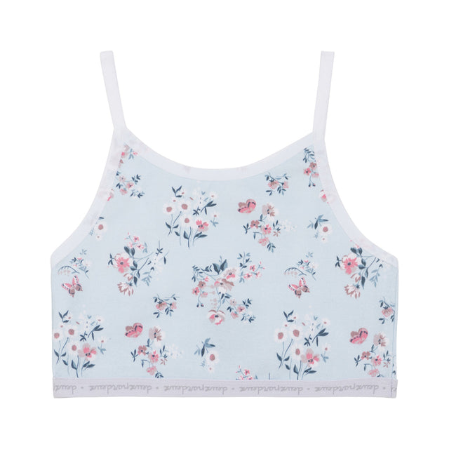 Printed Crop Top Flower Pastel Blue-0