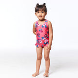 Printed One Piece Bathing Suit Pink Roses-2