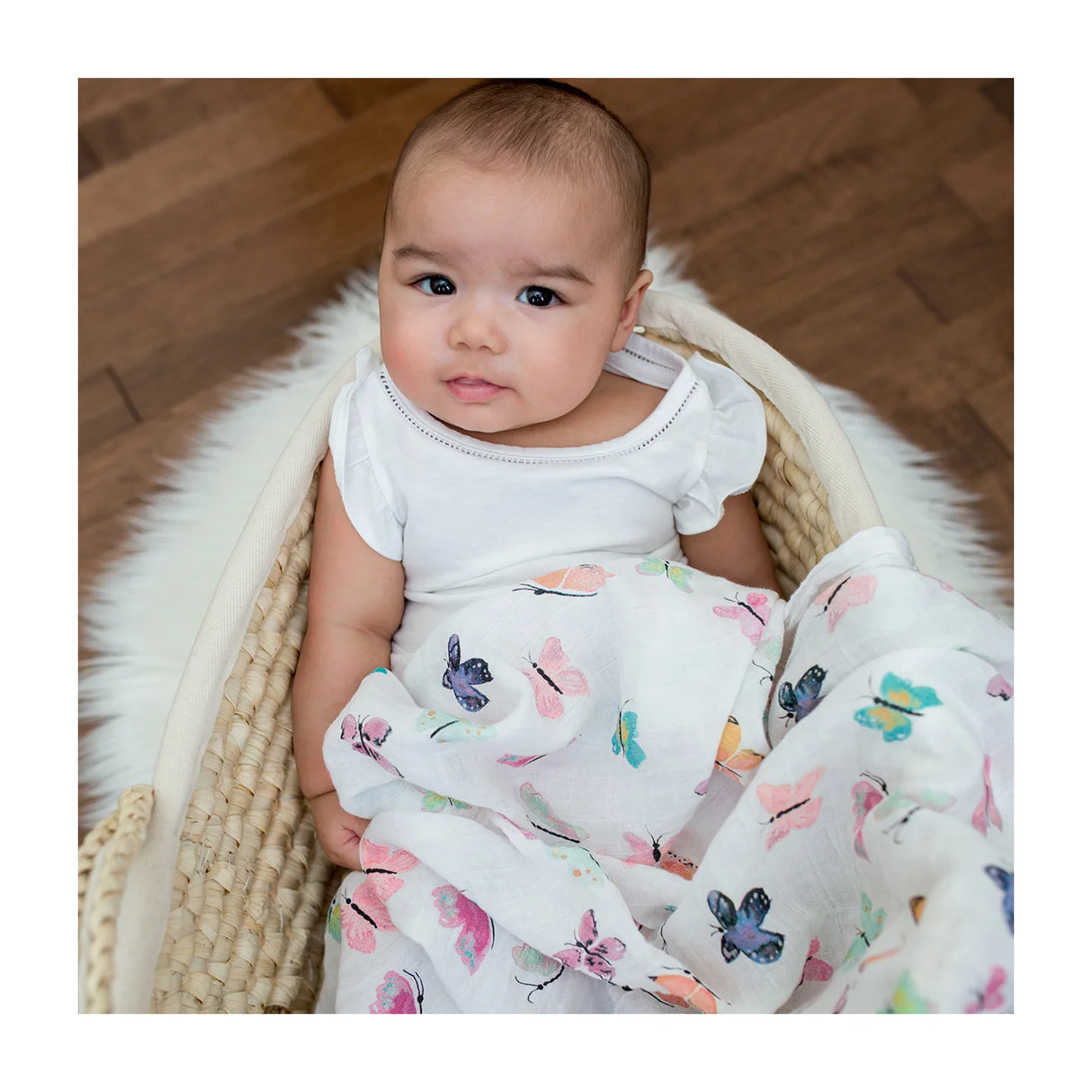 Cotton Muslin Swaddle - Butterfly | Lulujo - Jenni Kidz