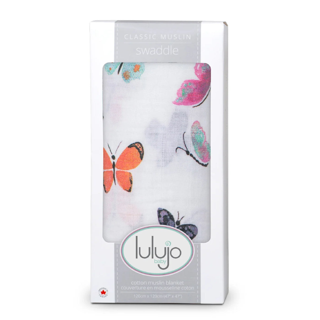 Cotton Muslin Swaddle - Butterfly | Lulujo - Jenni Kidz