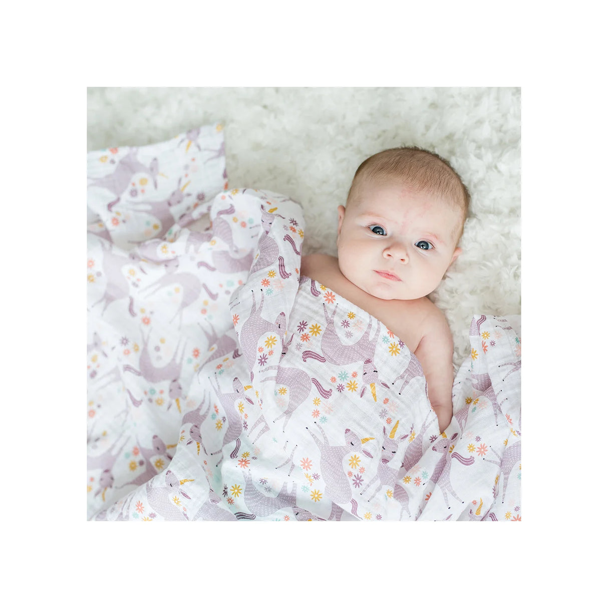 Cotton Muslin Swaddle - Modern Unicorn | Lulujo - Jenni Kidz